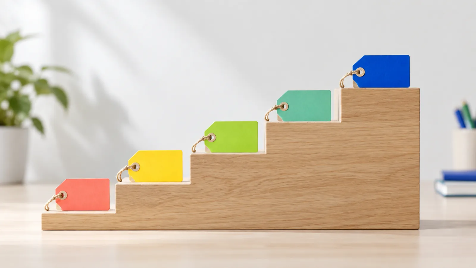 Escalera ascendente de cinco peldaños