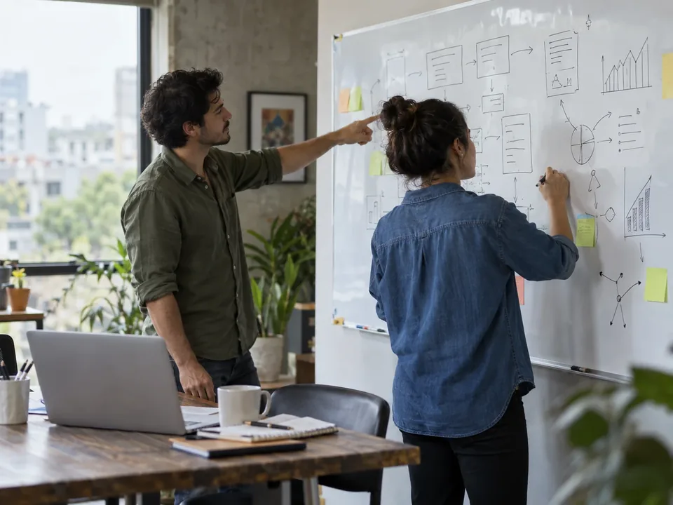 Estratega de marketing revisando un tablero de métricas de campaña en su computadora